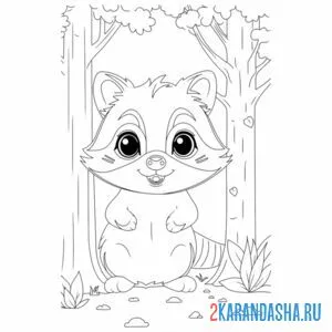 Раскраска лесной енот онлайн