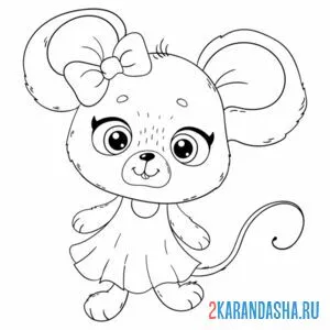Раскраска мышка девочка онлайн