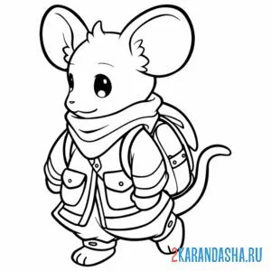 Раскраска мышь в одежде онлайн