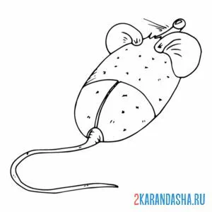 Раскраска компьютерная мышка с ушами онлайн
