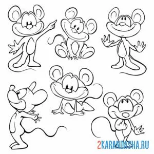 Раскраска набор мышки онлайн