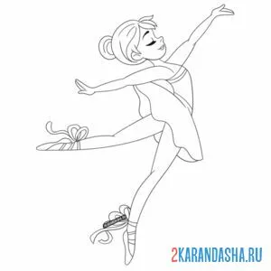Онлайн раскраска балерина милая девушка