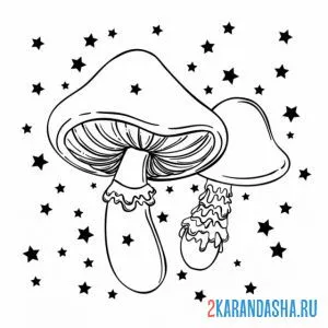 Раскраска поганки грибы онлайн