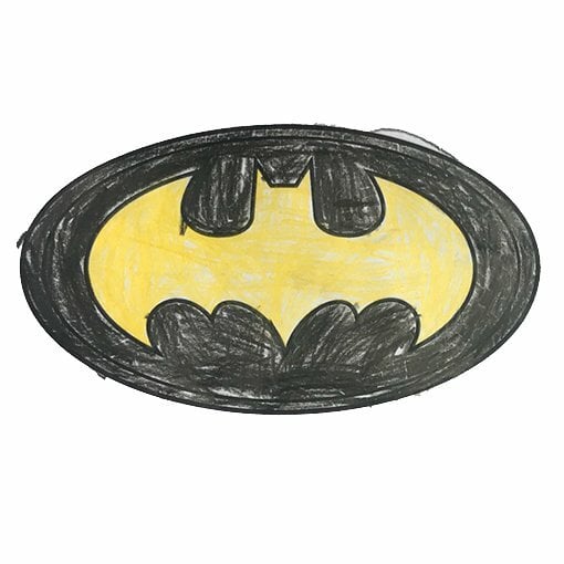 Цветной пример раскраски логотип бэтмен