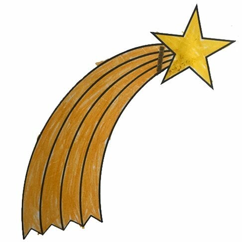 Цветной пример раскраски звезда с хвостом