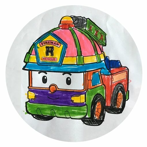 Цветной пример раскраски рой пожарная машина