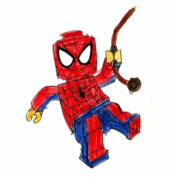 Цветной пример раскраски человек паук спайдермен