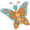 Цветной пример раскраски простая бабочка для малыша
