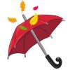 Цветной пример раскраски осень зонт и листья