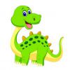Цветной пример раскраски улыбающийся динозаврик