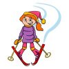 Цветной пример раскраски девочка на лыжах зимний спорт