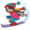 Цветной пример раскраски зимние развлечения на лыжах
