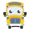 Цветной пример раскраски школьный автобус для детей