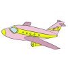 Цветной пример раскраски пассажирский большой самолет