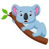 Цветной пример раскраски коала на ветке дерева