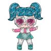 Цветной пример раскраски кукла лол глэмстронавт в очках блестящая