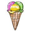 Цветной пример раскраски мороженое в рожке
