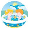 Цветной пример раскраски дети в надувном бассейне