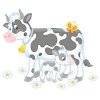 Цветной пример раскраски мама корова с теленком