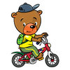 Цветной пример раскраски медведь на велосипеде