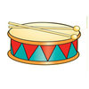 Цветной пример раскраски барабан музыкальный инструмент