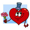 Цветной пример раскраски сердечко с букетом цветов
