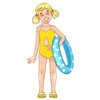 Цветной пример раскраски девочка в купальнике с кругом