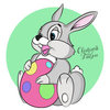 Цветной пример раскраски пасхальный кролик и яйцо