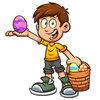 Цветной пример раскраски мальчик с пасхальными яичками
