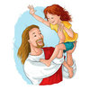 Цветной пример раскраски иисус на пасху с ребенком
