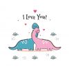 Цветной пример раскраски два любящих динозавра