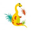 Цветной пример раскраски нарисованный динозаврик