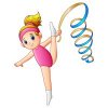 Цветной пример раскраски девочка гимнастка с лентой