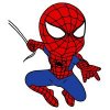Цветной пример раскраски супергерой на паутине