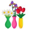 Цветной пример раскраски разные цветы в вазах