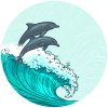 Цветной пример раскраски дельфины в море
