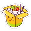 Цветной пример раскраски вок японская лапша. кавай с глазками