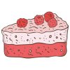 Цветной пример раскраски кусочек торта, пирожное, десерт, выпечка