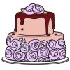 Цветной пример раскраски большой торт с цветами