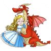 Цветной пример раскраски юная принцесса и дракон