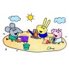 Цветной пример раскраски слоненок эдмонд и крольчонок ребекка играют