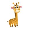 Цветной пример раскраски жираф с большими глазами