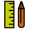 Цветной пример раскраски карандаш и линейка