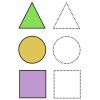 Цветной пример раскраски треугольник, круг, квадрат