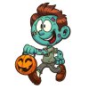 Цветной пример раскраски мальчик в костюме зомби