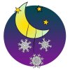 Цветной пример раскраски звезды и луна