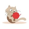 Цветной пример раскраски кот играет с клубком