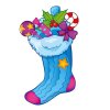 Цветной пример раскраски праздничный рождественский носок, сапожок