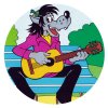 Цветной пример раскраски хулиган волк играет на гитаре
