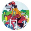 Цветной пример раскраски разбойник волк на мотоцикле
